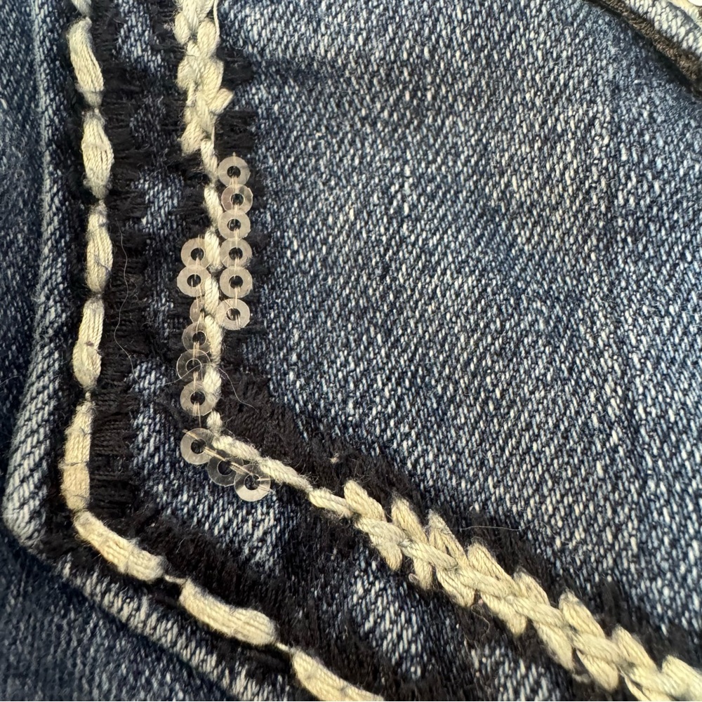 Miss Me Signature Slim Boot Western Sequins Embellished Denim Blue Jeans - Picture 6 of 12
